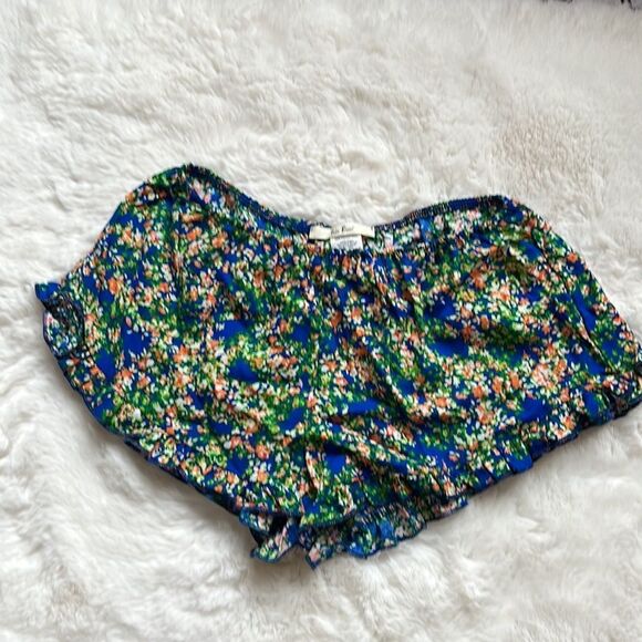 TRÈS BIEN MULTICOLOR DITSY FLORAL PRINT ELASTIC WAIST CULOTTES SHORTS SIZE S - Picture 6 of 7